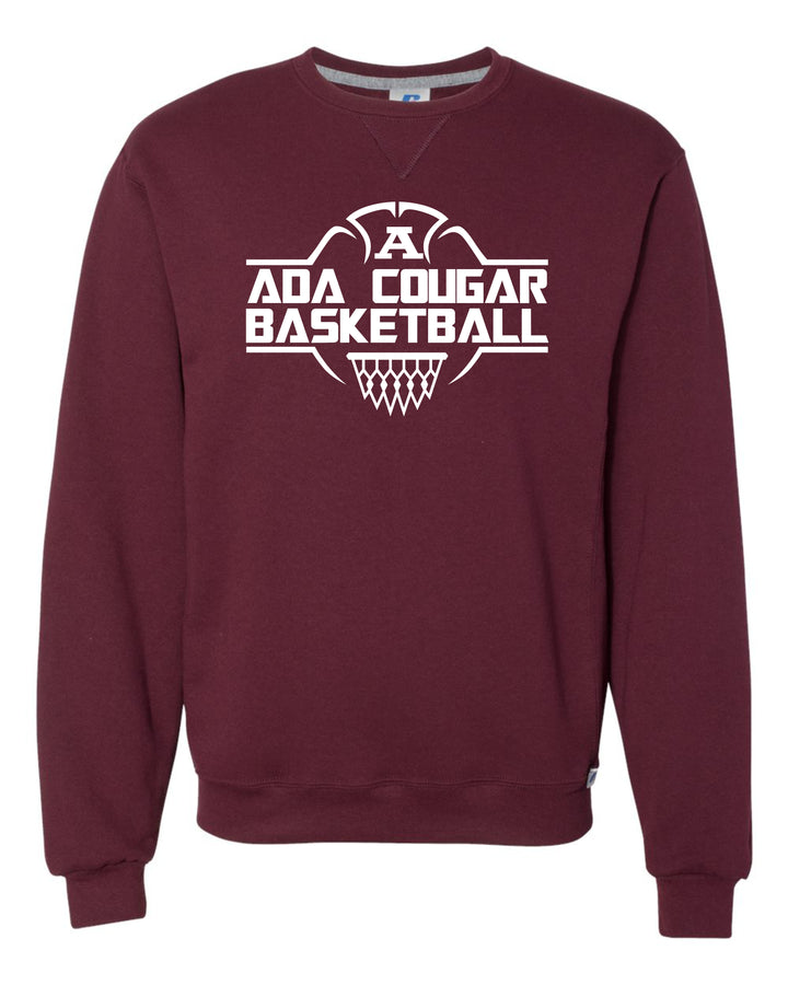 Ada Cougars Basketball Net Crew-neck Sweatshirt (Maroon)